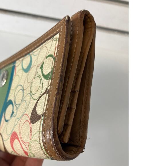 COACH SIGNATURE MULTI COLOR SIGNATURE LEATHER WALLET - Picture 12 of 13